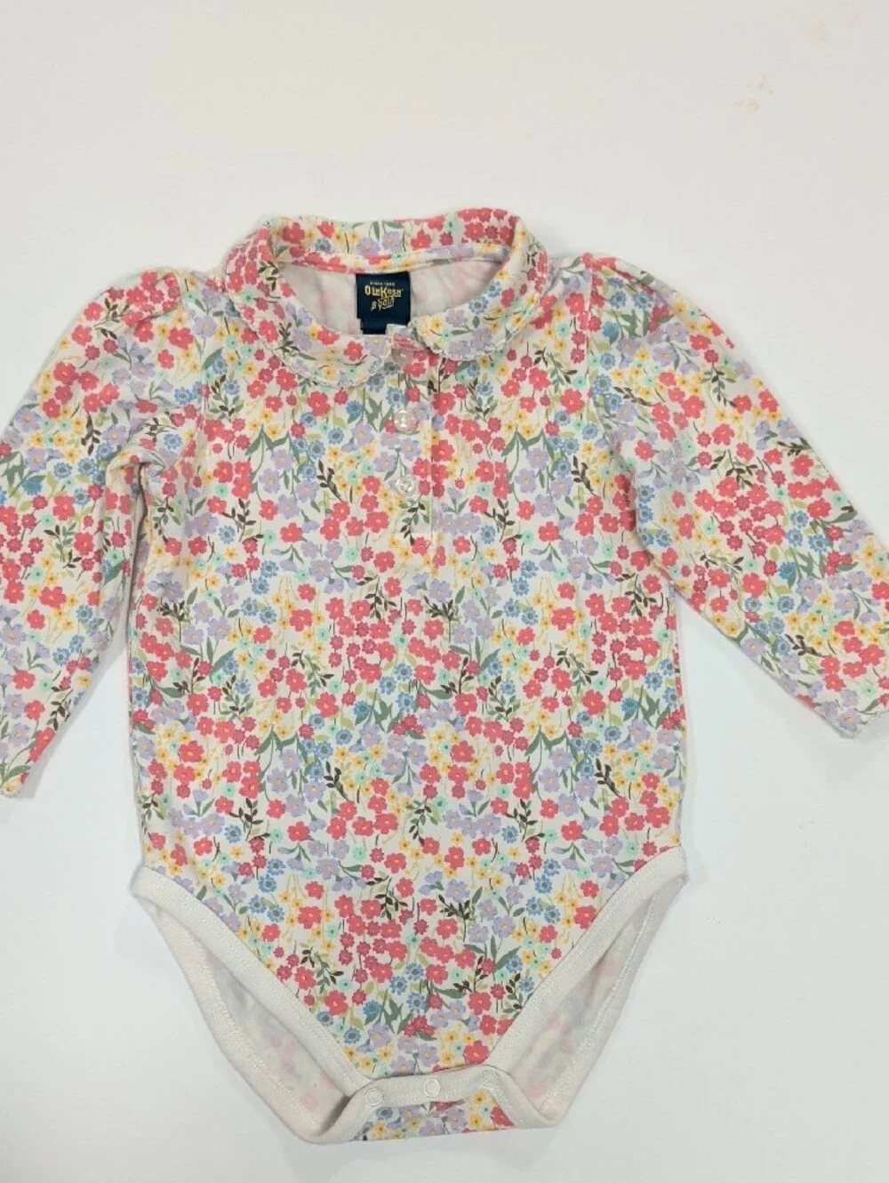 OshKosh B'Gosh Floral Long-Sleeve Baby One-Piece - Pink Multi 12 Mos